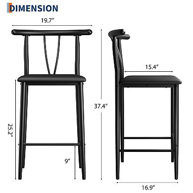 Bar Stools Set, 25 Inch Counter Height Stools with Back for Kitchen Island