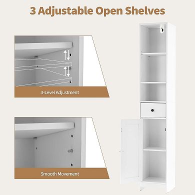 ANIXOL Slim Bathroom Storage Cabinet with Drawer and Sliding Door
