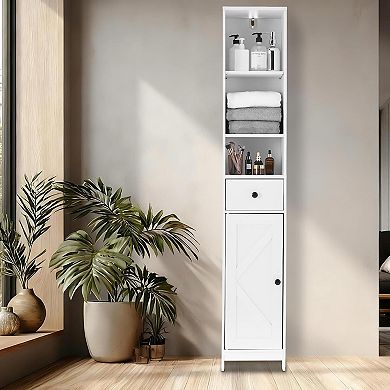 ANIXOL Slim Bathroom Storage Cabinet with Drawer and Sliding Door