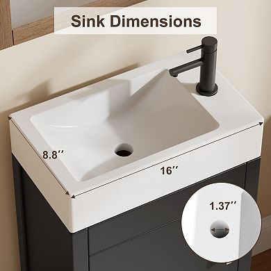ANIXOL Freestanding Bathroom Vanity Cabinet with Integrated Sink