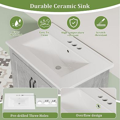ANIXOL Freestanding Bathroom Vanity with Ceramic Sink and Storage Drawer