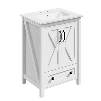 ANIXOL Freestanding Bathroom Vanity with Ceramic Sink and Storage Drawer