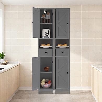 ANIXOL Tall Slim Bathroom Storage Cabinet with 2 Doors, Drawer and Open Shelf