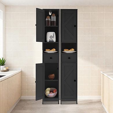 ANIXOL Tall Slim Bathroom Storage Cabinet with 2 Doors, Drawer and Open Shelf