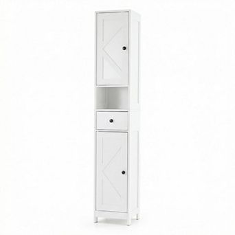 ANIXOL Tall Slim Bathroom Storage Cabinet with 2 Doors, Drawer and Open Shelf