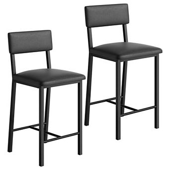 Bar Stools Set of 2 with Backrest and Footrest, Counter Height Bar Stools Set of 2