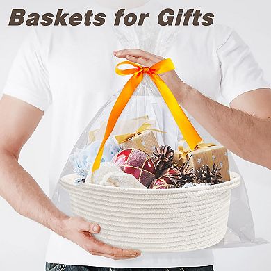 Small Woven Burr Basket with Gift Bags and Ribbons for Valentine's Day