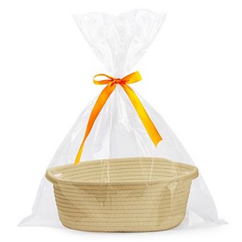 Small Woven Burr Basket with Gift Bags and Ribbons for Valentine's Day