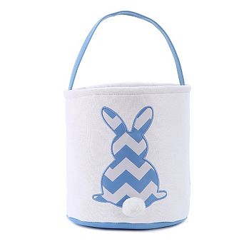 Easter Bunny Basket Stripe Rabbit Egg Hunt Canvas Bucket Fluffy Tail Candy