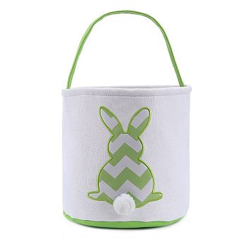 Easter Bunny Basket Stripe Rabbit Egg Hunt Canvas Bucket Fluffy Tail Candy
