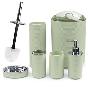 Bath Ensemble Soap Dispenser Toothbrush Holder Cup Dish Countertop Gift