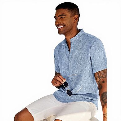 Casual Linen Henley Shirt for Men