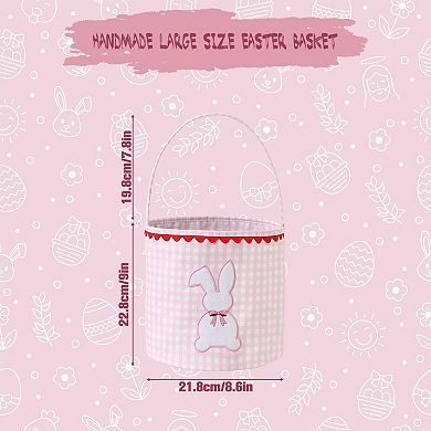 Bunny Gingham Easter Bucket with Handle for Egg Hunt Party Favor