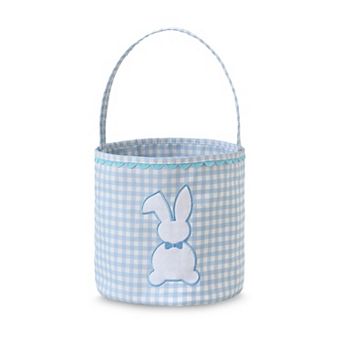 Bunny Gingham Easter Bucket with Handle for Egg Hunt Party Favor