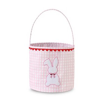 Bunny Gingham Easter Bucket with Handle for Egg Hunt Party Favor