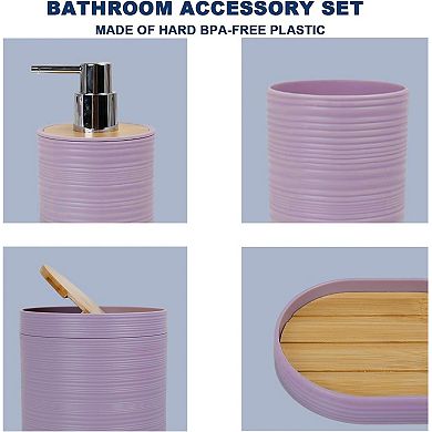 Bath Ensemble Set Soap Dispenser Toothbrush Holder Cup Dish Decor Gift