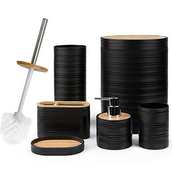 Bath Ensemble Set Soap Dispenser Toothbrush Holder Cup Dish Decor Gift