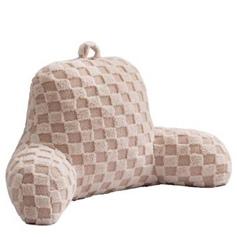 Checkered Reading Pillow Wedge Backrest with Arms for Sitting Up