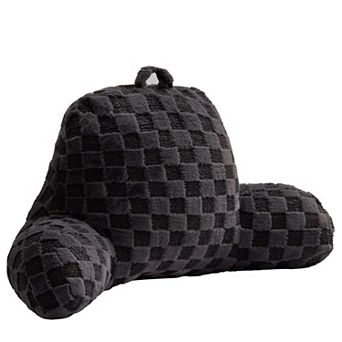 Checkered Reading Pillow Wedge Backrest with Arms for Sitting Up