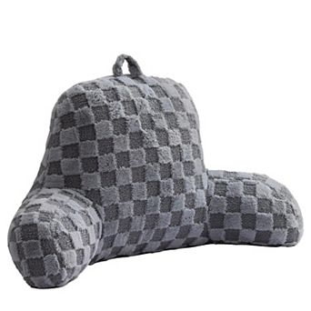 Checkered Reading Pillow Wedge Backrest with Arms for Sitting Up