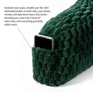 Faux Reading Pillow with Pocket Handle for Bed Support Lounging