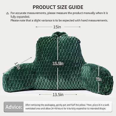 Faux Reading Pillow with Pocket Handle for Bed Support Lounging