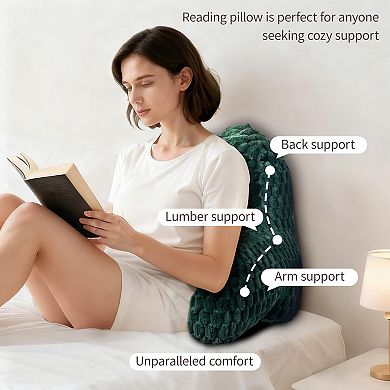 Faux Reading Pillow with Pocket Handle for Bed Support Lounging