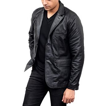 Classic Black Lambskin Leather Blazer