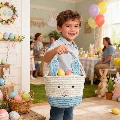 Easter Bunny Basket Handle Gift Egg Hunt Tote