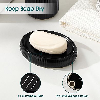 Ceramic Bath Set Soap Pump Toothbrush Holder Tumbler Dish Modern Decor