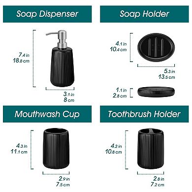 Ceramic Bath Set Soap Pump Toothbrush Holder Tumbler Dish Modern Decor