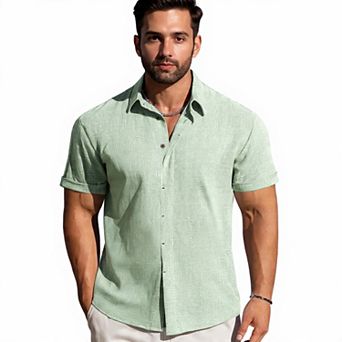 Casual Linen Button-Down Shirt for Men