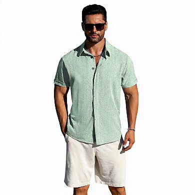 Casual Linen Button-Down Shirt for Men