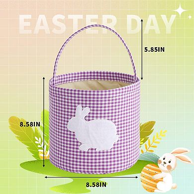 Bunny Easter Basket Gingham Bucket Bag Egg Hunt Party Favor