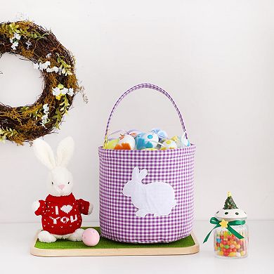 Bunny Easter Basket Gingham Bucket Bag Egg Hunt Party Favor