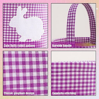 Bunny Easter Basket Gingham Bucket Bag Egg Hunt Party Favor