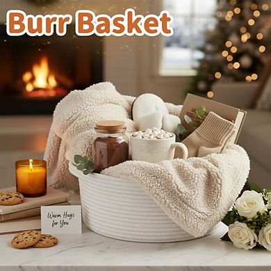 Small Woven Burr Basket with Gift Bags and Ribbons for Valentine's Day