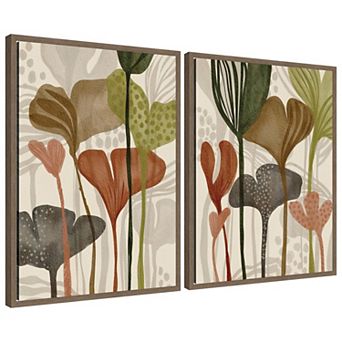 Earthen Botanicals 2 pc Framed Canvas Wall Art Set by Nikita Jariwala