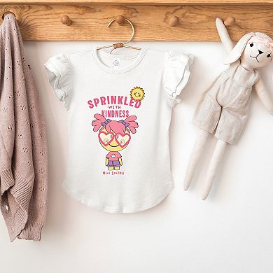 Mini Smiley Sprinkled With Kindness - Flutter Sleeve Graphic T-Shirt