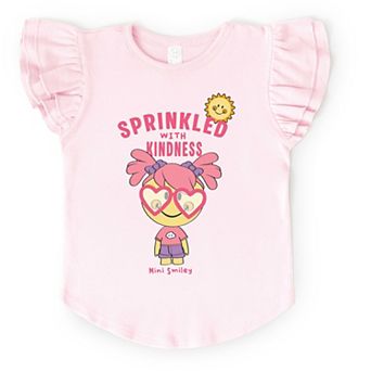 Mini Smiley Sprinkled With Kindness - Flutter Sleeve Graphic T-Shirt