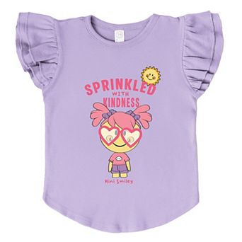 Mini Smiley Sprinkled With Kindness - Flutter Sleeve Graphic T-Shirt