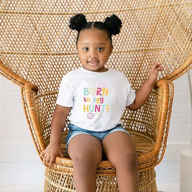 Mini Smiley Aria Born To Egg Hunt - Toddler Short Sleeve Graphic T-Shirt