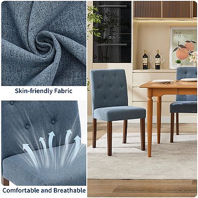 Set of 6 Gray Linen Upholstered Dining Chairs