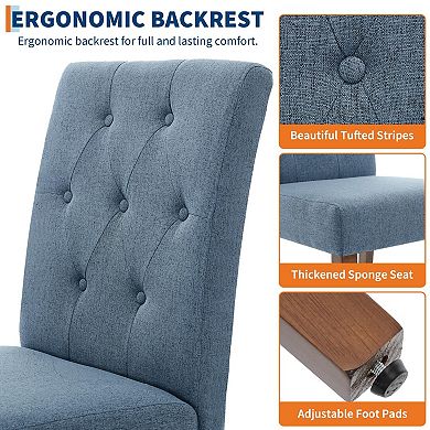 Set of 6 Gray Linen Upholstered Dining Chairs