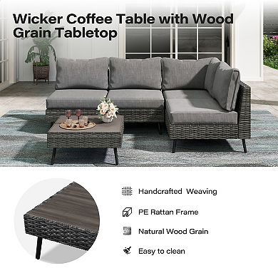 PATIOEASY Modern Furniture Patio Sofa 5 Piece Set Comfortable Weather Cushions for Patio Deck