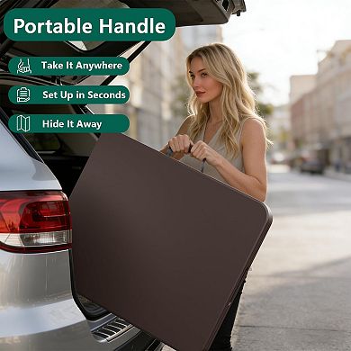 PATIOEASY 5 Foot Blow Molded Folding Table Foldable Portable Banquet Table for Indoor Outdoor