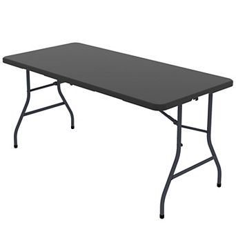 PATIOEASY 5 Foot Blow Molded Folding Table Foldable Portable Banquet Table for Indoor Outdoor