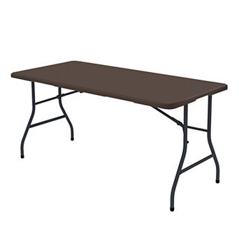 PATIOEASY 5 Foot Blow Molded Folding Table Foldable Portable Banquet Table for Indoor Outdoor