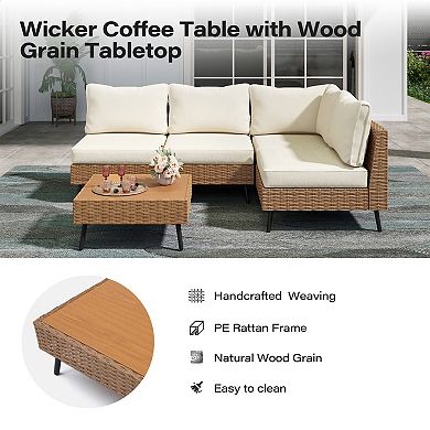 PATIOEASY Modern Furniture Patio Sofa 5 Piece Set Comfortable Weather Cushions for Patio Deck