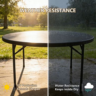 PATIOEASY 60 Inch Blow Molded Round Table All Weather Durable Mesa Redonda for Dining